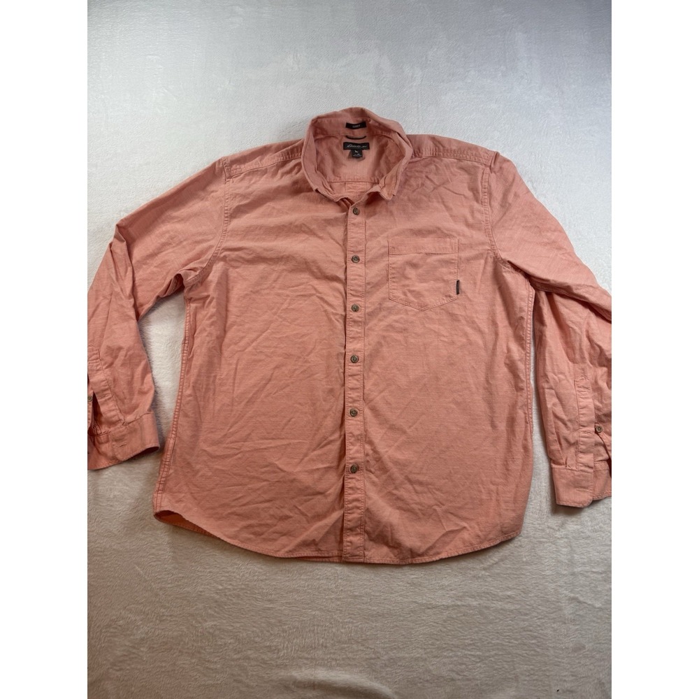 Eddie Bauer - 100% Cotton Long‎ Sleeve Coral Button Front Shirt - Men's XL